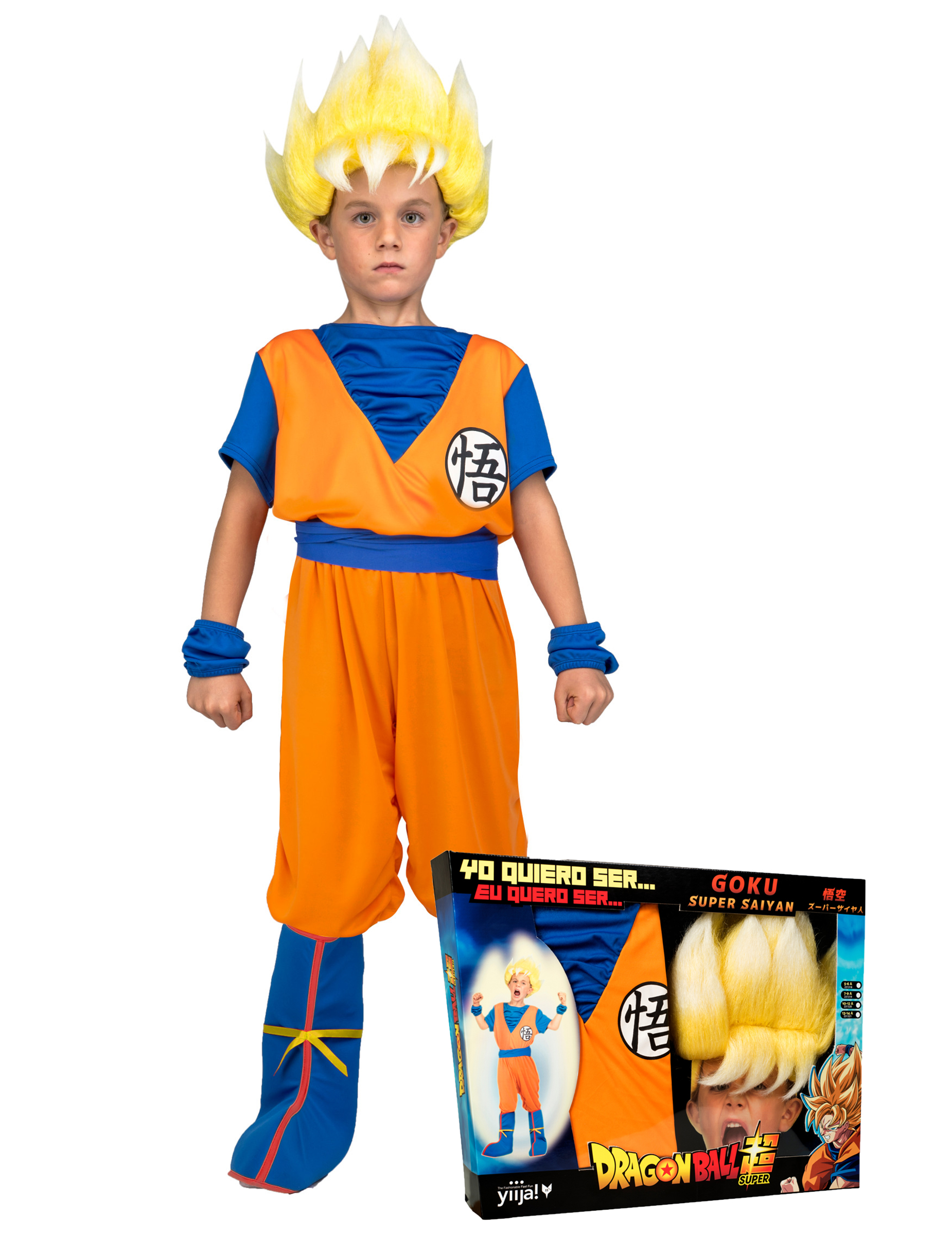 Coffret déguisement Super Saiyan Goku Dragon Ball enfant avec perruque –  Déguisements cadeaux pas chers, Boutique Arlequin