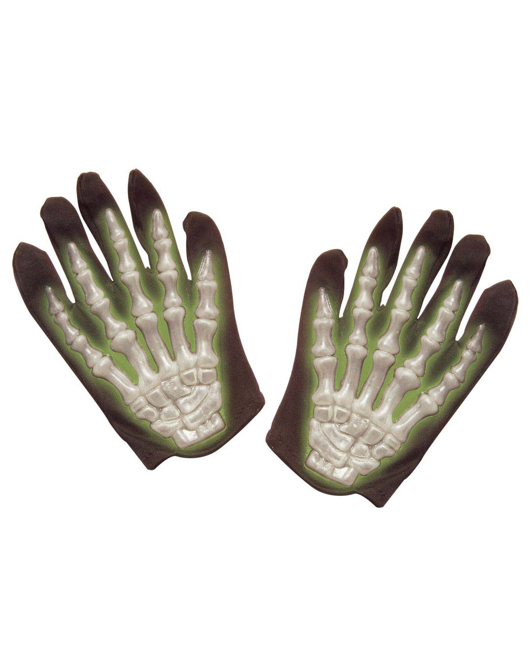 Gants Squelette Phosphorescents – 2 Paires, Noir, Taille Unique Adulte/enfant, Pour Halloween Et Fêtes Déguisées