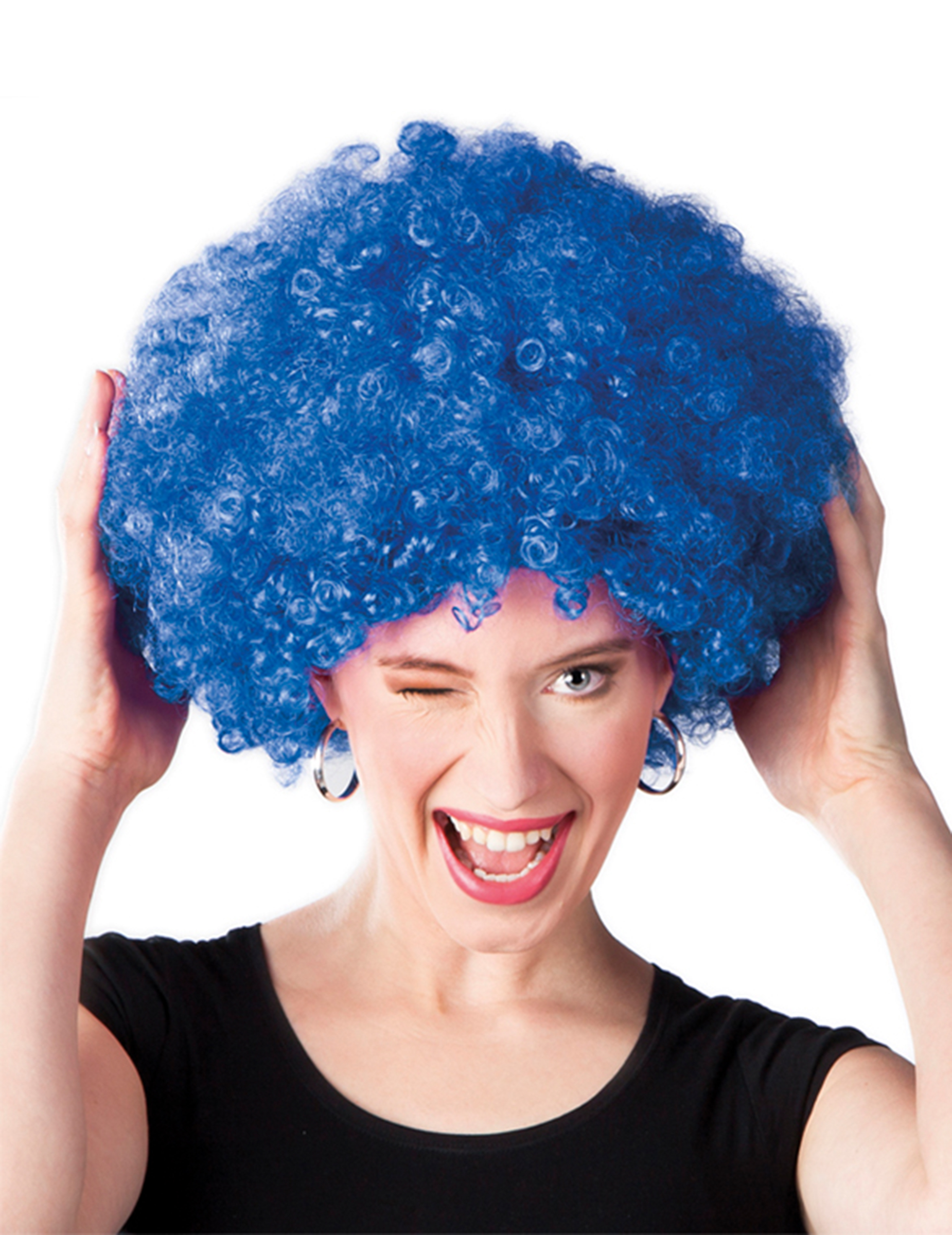 Perruque afro disco bleue volume adulte – Déguisements cadeaux pas chers, Boutique Arlequin