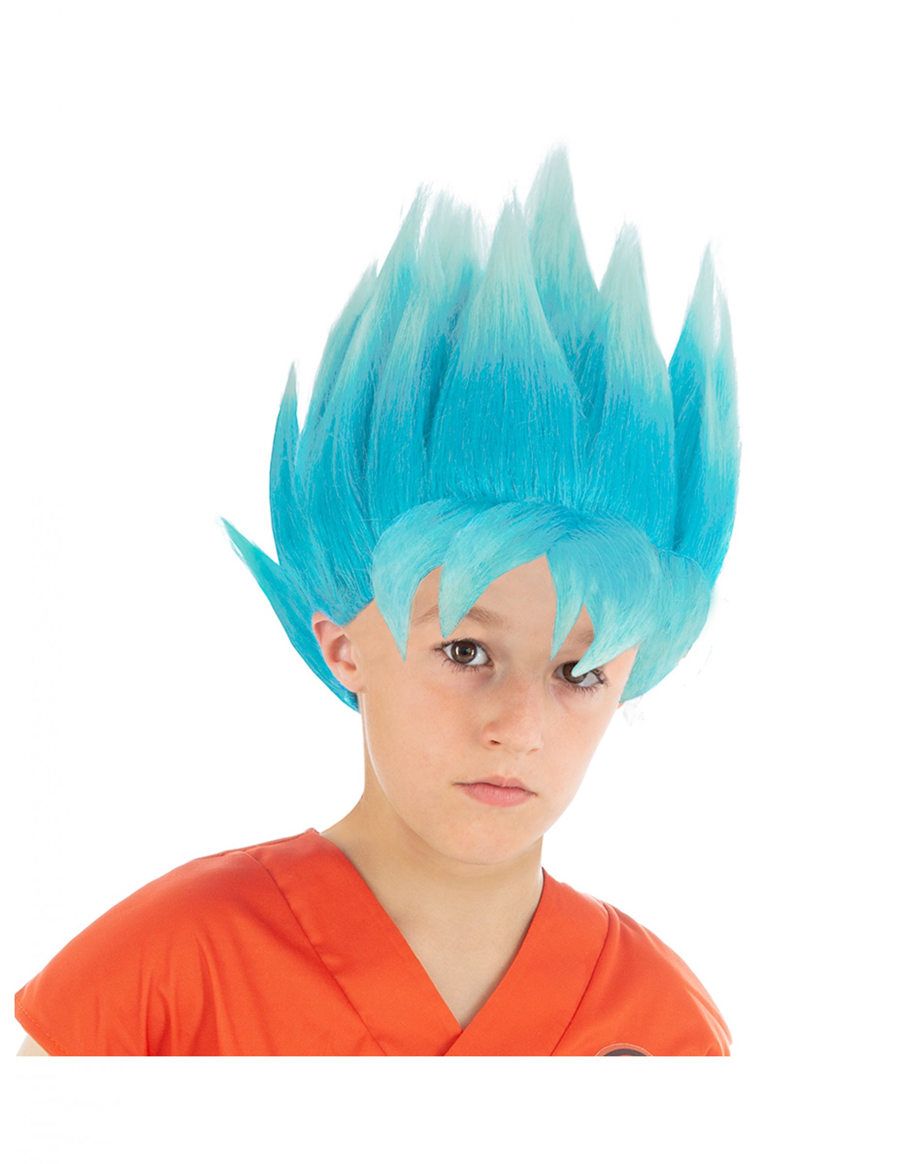 Perruque bleue Goku Saiyan Super Dragon ball Z enfant – Déguisements  cadeaux pas chers, Boutique Arlequin