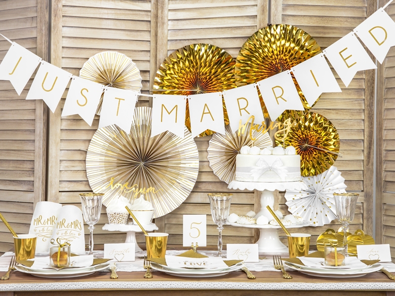 Guirlande en carton just married blanche et dorée 15 x 155 cm –  Déguisements cadeaux pas chers — Boutique Arlequin