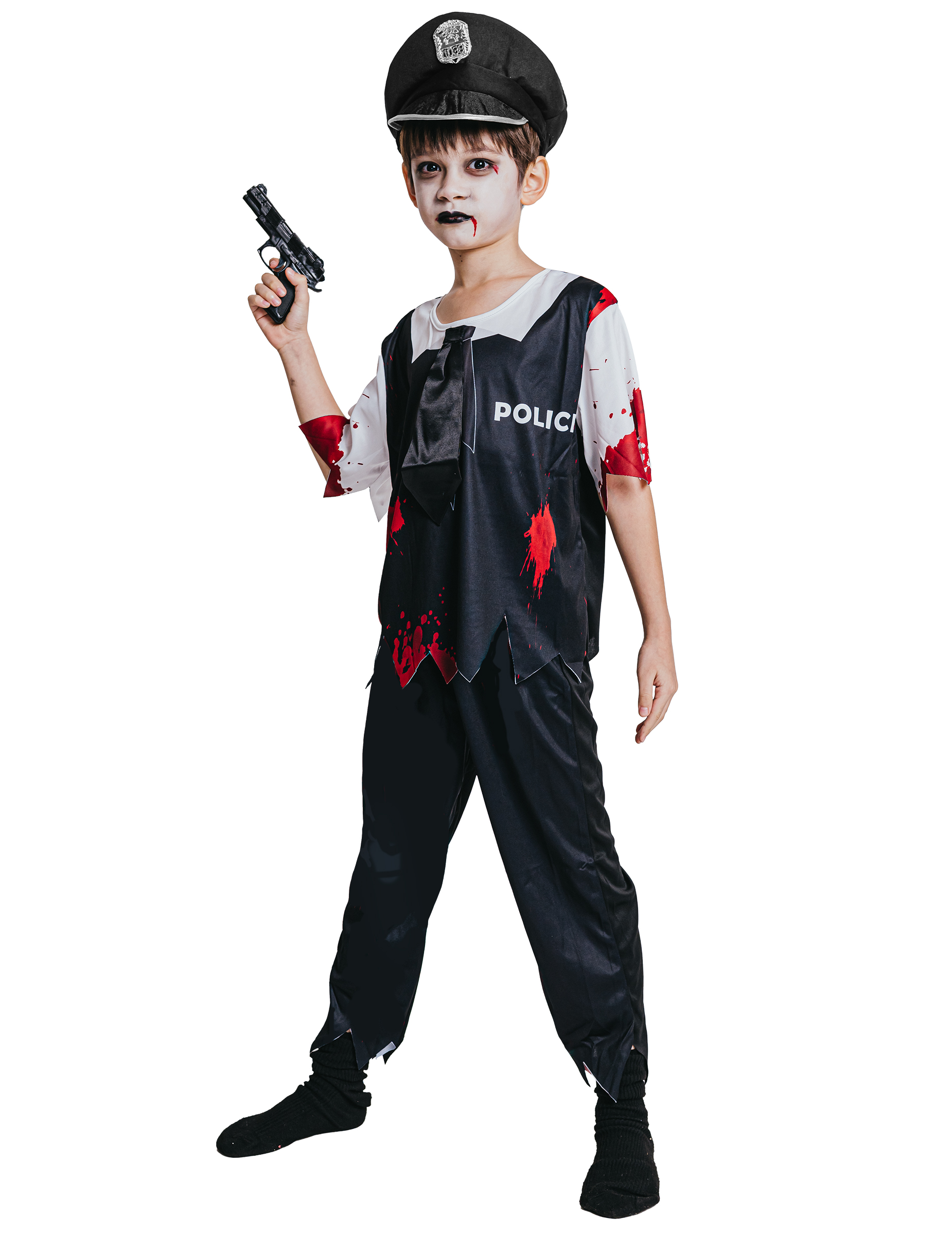 Déguisement policier zombie noir et blanc enfant – Déguisements cadeaux pas  chers — Boutique Arlequin