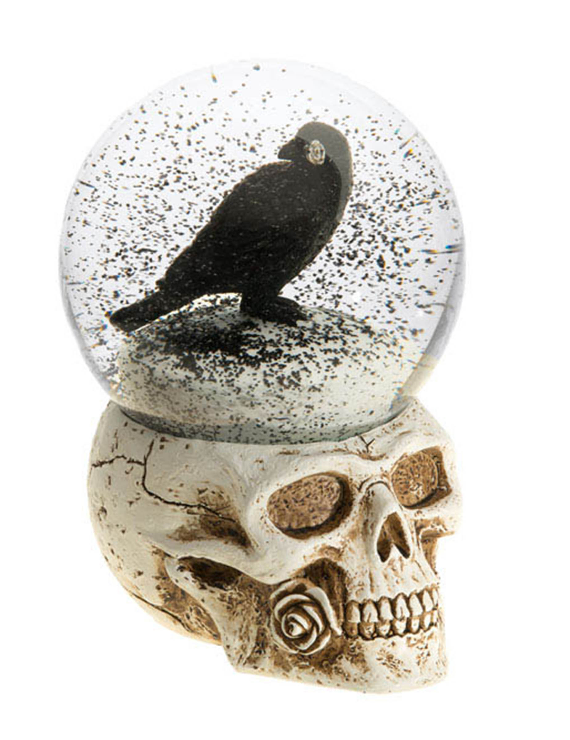 boule-a-neige-tete-de-mort-corbeau-en-resine-15-6cm_348499